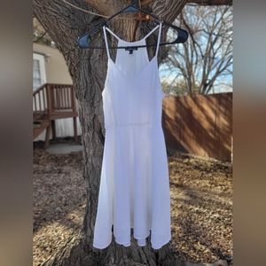 Express Fit/Flare Spaghetti Strap White Lined Dress